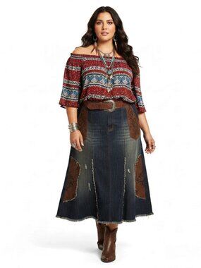 Plus Size Paisley Off Shoulder Top NWT